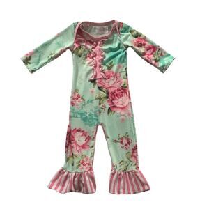 Boutique Floral Ruffle Bottom Romper